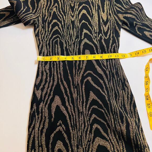 A.L.C Ziggy Glittery Mock Neck Knit Sweater Dress Size XS Black Gold - Picture 10 of 12